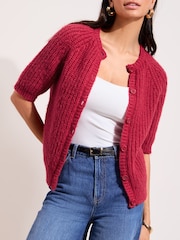 Friends Like These Pink Short Sleeve Crew Neck Cardigan - Image 4 of 5