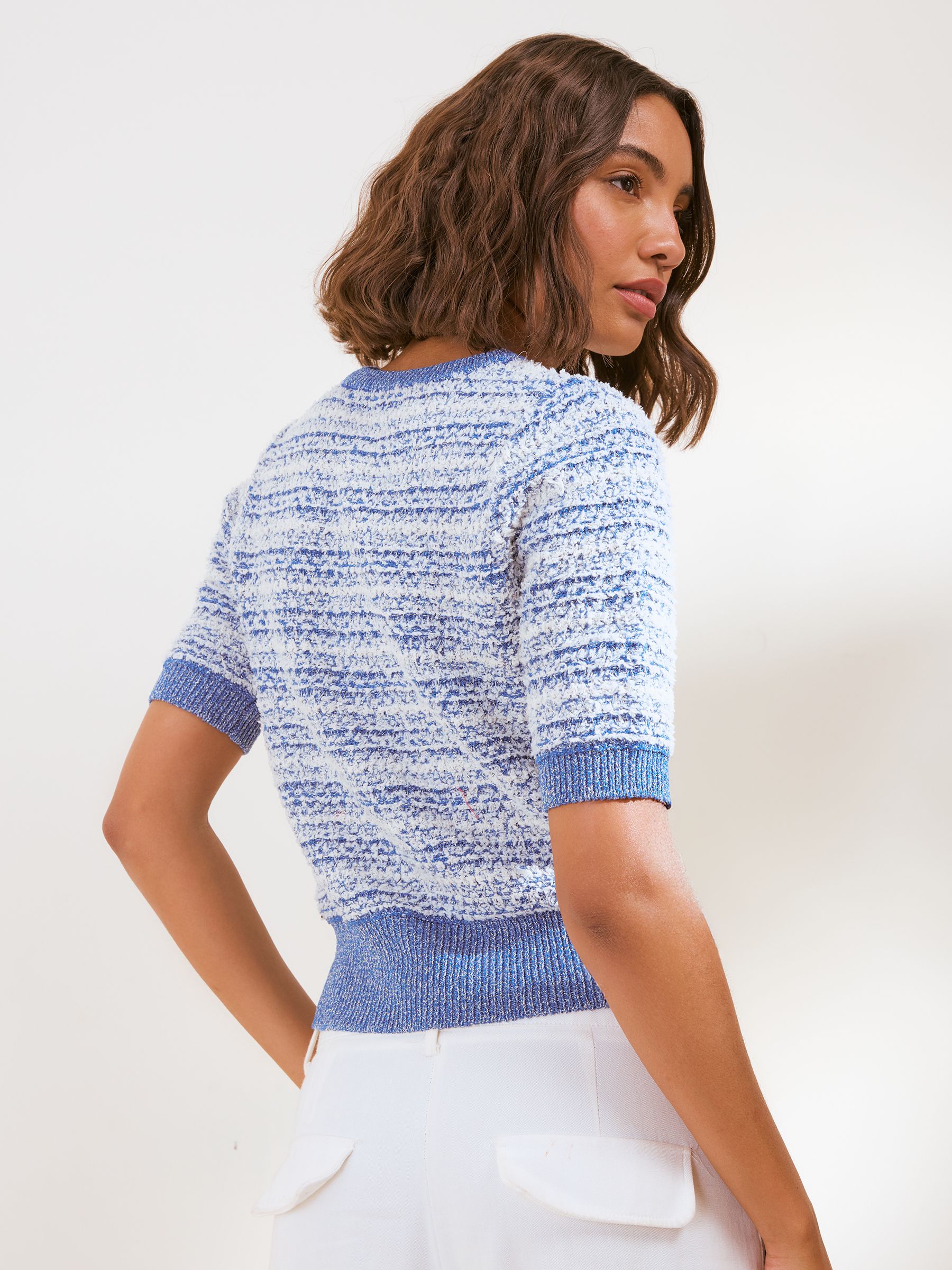 Buy Friends Like These Blue Short Sleeve Boucle Cardigan from the