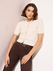 Friends Like These White Short Sleeve Boucle Cardigan - Image 1 of 4
