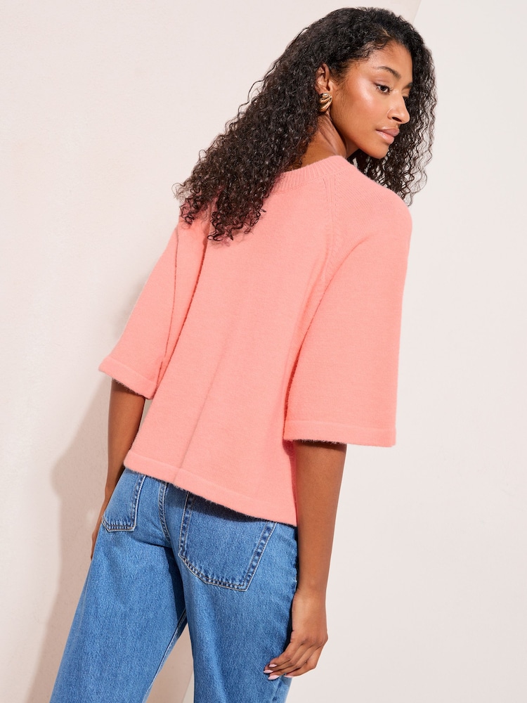 وردي مرجاني - رداء علوي محبوك من Friends Like These - صورة 4 من 4