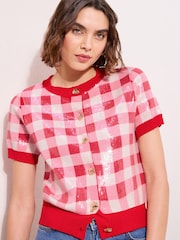 Friends Like These Sequin Check Cardigan - 5ичинен 4 сүрөт