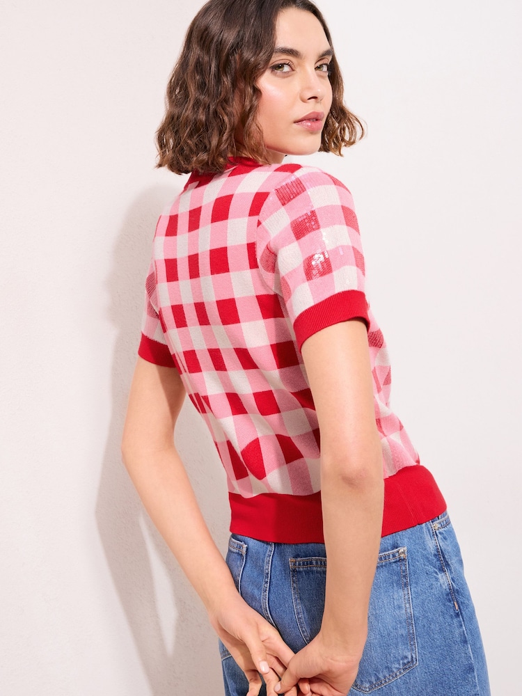 Friends Like These Sequin Check Cardigan - 5ичинен 5 сүрөт