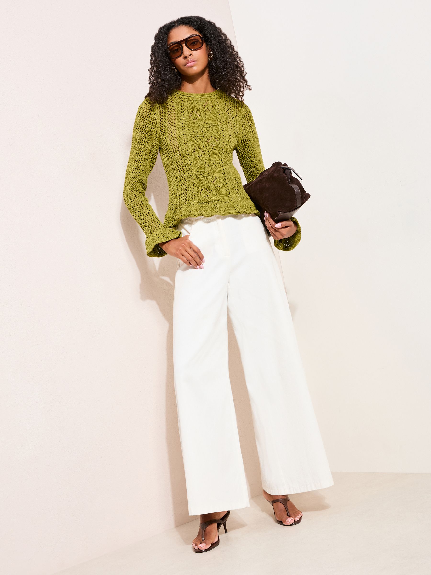 Buy Friends Like These Olive Green Floral Detail Knit Top from
