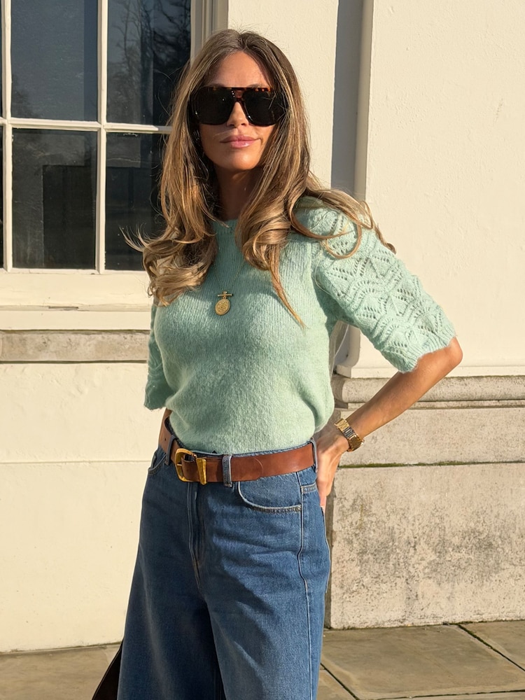 Friends Like These Mint Green Pointelle Sleeve Knit Top - Image 2 of 4