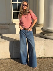 Friends Like These Coral Pink Pointelle Sleeve Knit Top - Image 4 of 4