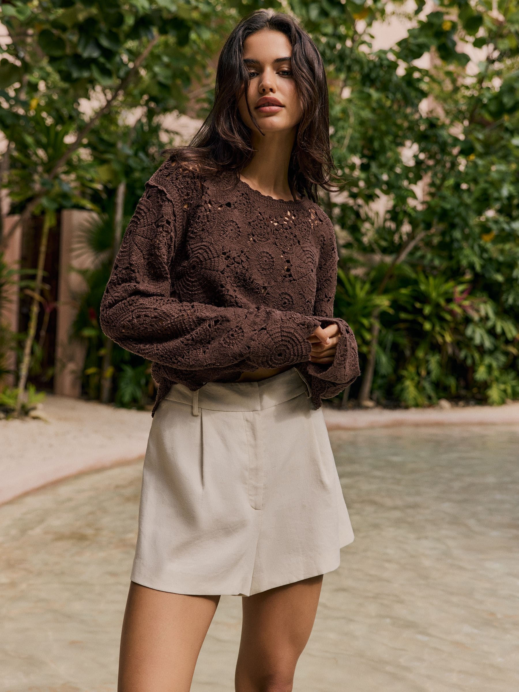 Buy Friends Like These Brown Crochet Top from the Next UK online shop