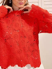 Friends Like These Red Crochet Top - Image 5 of 5