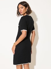 Friends Like These Black Mini Boucle Button Through Dress - Image 4 of 5