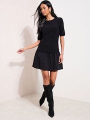 Friends Like These Black Peplum Knit Mini Dress - Image 2 of 4