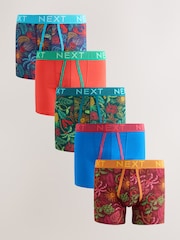 Red/Blue Tropical Print A-Front Boxers 5 Pack - Image 1 of 9