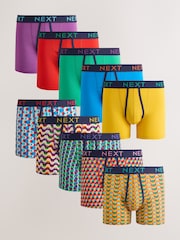 Purple/ Orange Bright Squiggle Pattern 10 pack A-Front Boxers - Image 1 of 14