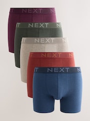 Rich Red/Blue/Purple 5 Pack Cotton Rich Trunk Boxers - Image 1 of 9