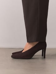 Chocolate Brown Leather Forever Comfort® Leather Highcut Court Heels - Image 3 of 9