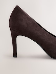 Chocolate Brown Leather Forever Comfort® Leather Highcut Court Heels - Image 7 of 9