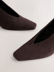 Chocolate Brown Leather Forever Comfort® Leather Highcut Court Heels - Image 8 of 9