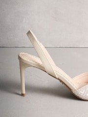 Ivory Forever Comfort® Point Toe Sequin Slingback Heels - Image 8 of 10