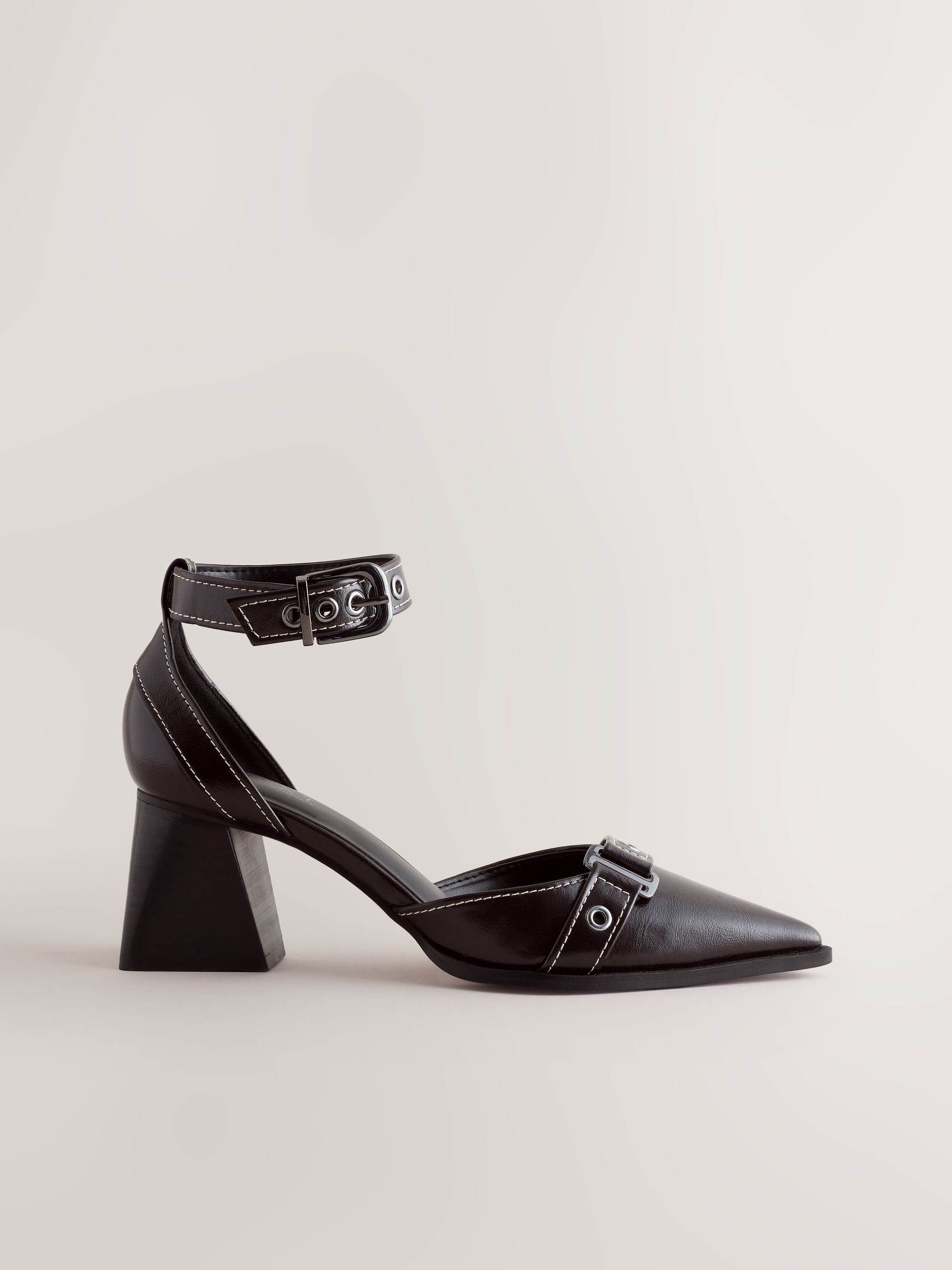 Buy Chocolate Brown Forever Comfort® Point Toe Buckle Block Heels