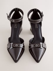 Chocolate Brown Forever Comfort® Point Toe Buckle Block Heels - Image 2 of 5