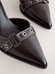 Chocolate Brown Forever Comfort® Point Toe Buckle Block Heels - Image 3 of 5
