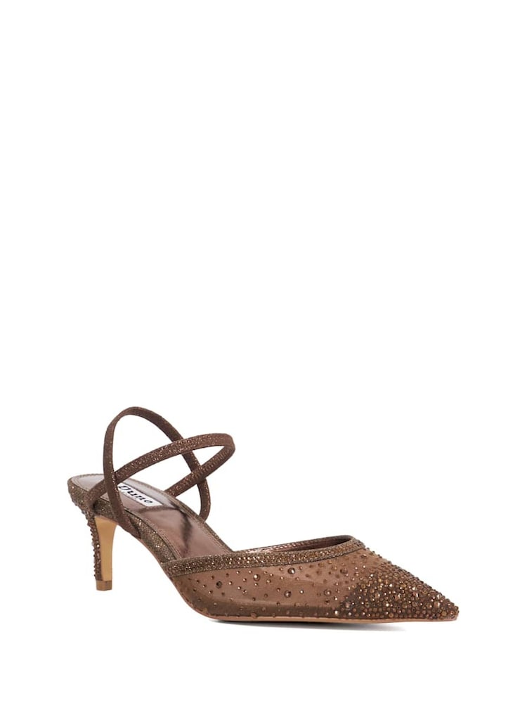 Dune London Brown Charismatic Pointed Lurex Slingback Heels - Image 2 of 6