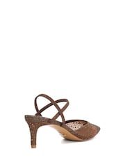 Dune London Brown Charismatic Pointed Lurex Slingback Heels - Image 3 of 6