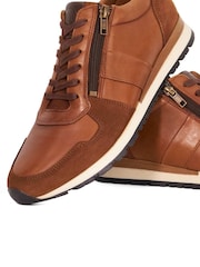 Dune London Brown Standard Fit Thame Side Zip Detail Runner Trainers - Image 6 of 6