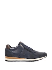 Dune London Blue Thame Side Zip Detail Runner Trainers - Image 1 of 5
