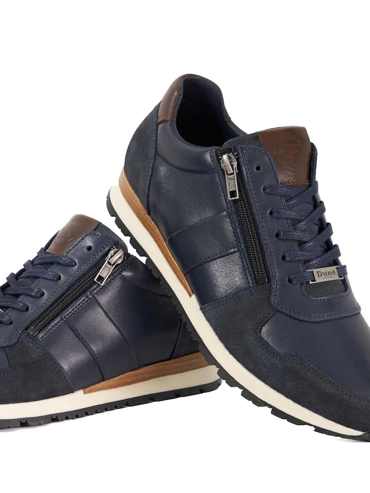 Dune London Blue Standard Fit Thame Side Zip Detail Runner Trainers - Image 6 of 6