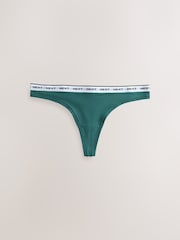 Khaki Green Thong Cotton Modal Logo Knickers 4 Pack - Image 8 of 11