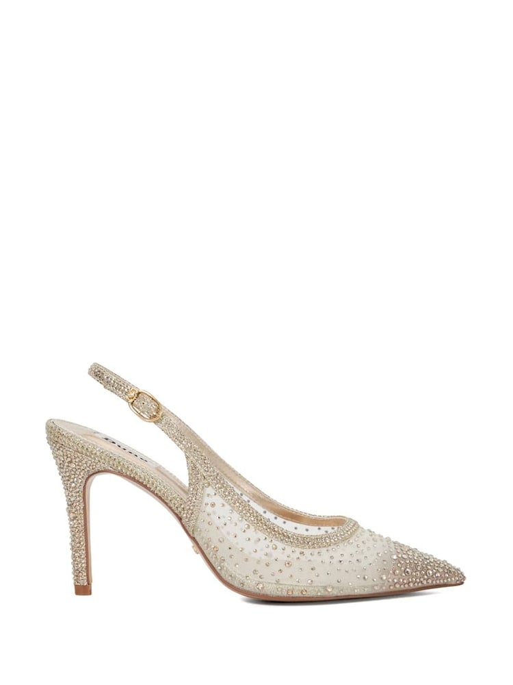 Dune London Gold Compassionate Sling Back Kitten Heels - Image 2 of 6