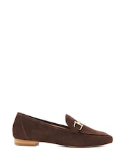 Dune London Brown Grained Branded Snaffle Trim Loafers - Image 1 of 5