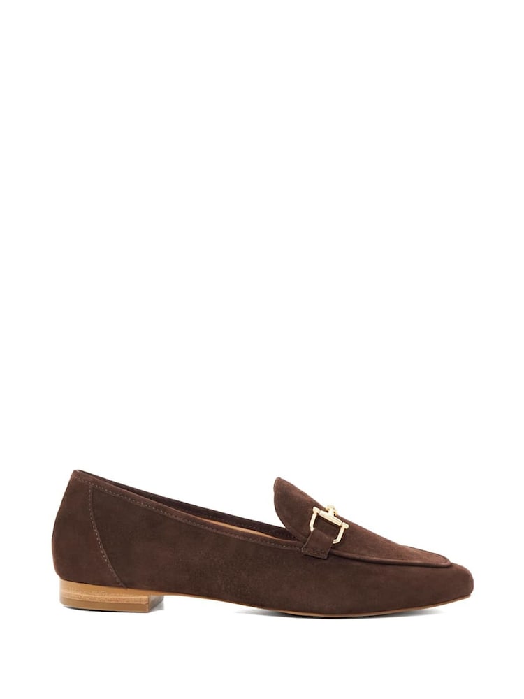 Dune London Brown Grained Branded Snaffle Trim Loafers - Image 1 of 5