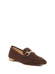 Dune London Brown Grained Branded Snaffle Trim Loafers - Image 2 of 5