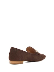 Dune London Brown Grained Branded Snaffle Trim Loafers - Image 3 of 5