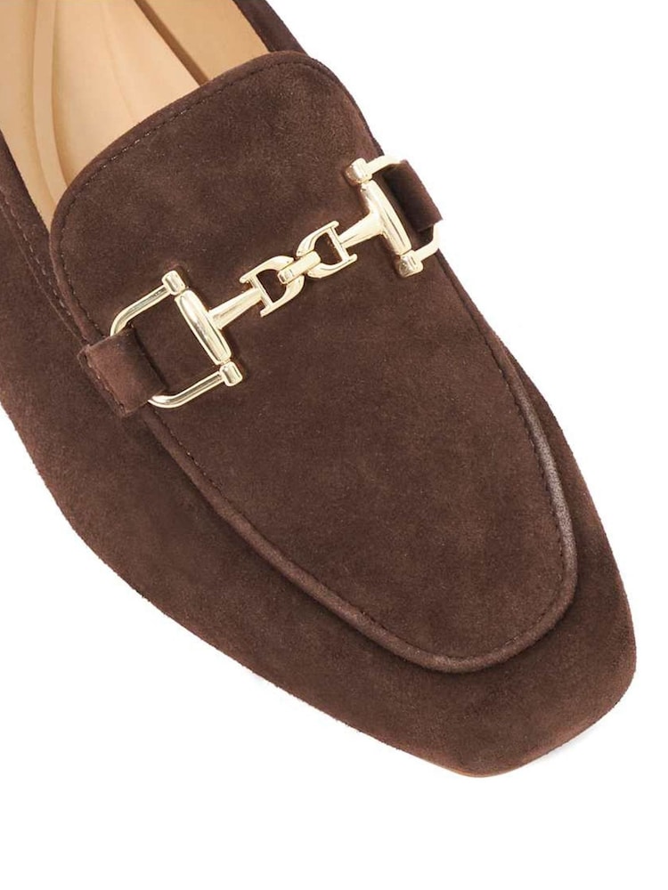Dune London Brown Grained Branded Snaffle Trim Loafers - Image 5 of 5