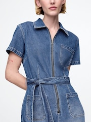 Gap Blue Belted Denim Jumpsuit - Image 5 of 5