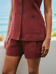 Rust Brown Linen Rich Collared Waistcoat - Image 5 of 8