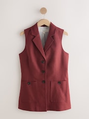 Rust Brown Linen Rich Collared Waistcoat - Image 6 of 8