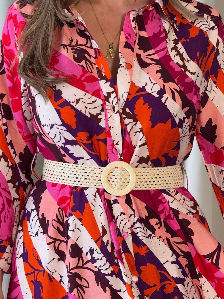Girl In Mind Pink Angela Tie Front Shirt Dress - Image 6 of 6 Girl In Mind Pink Angela Tie Front Shirt Dress - Image 6 of 6