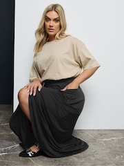 Yours Curve Black Maxi Jersey Stretch Skirt - Image 4 of 6