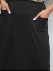 Yours Curve Black Maxi Jersey Stretch Skirt - Image 5 of 6