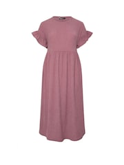 Yours Curve Pink Jersey Frill Texture Dress - Image 5 of 5
