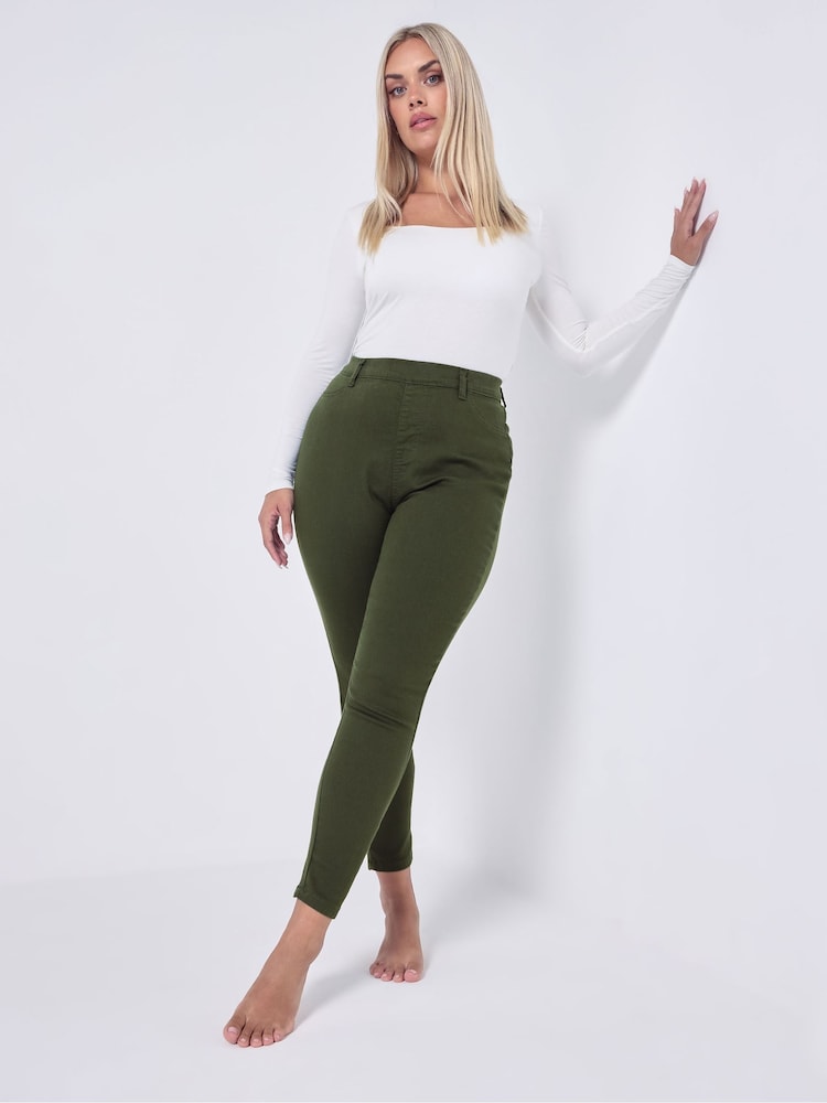 Yours Curve Green Grace Jeggings - Image 2 of 5
