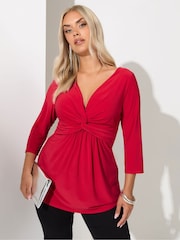 Vermelho - Yours Curve London Knot Front Top - Imagem 1 de 5
