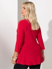 Vermelho - Yours Curve London Knot Front Top - Imagem 2 de 5