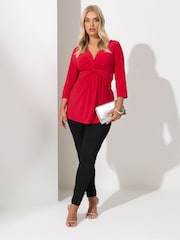 Vermelho - Yours Curve London Knot Front Top - Imagem 3 de 5