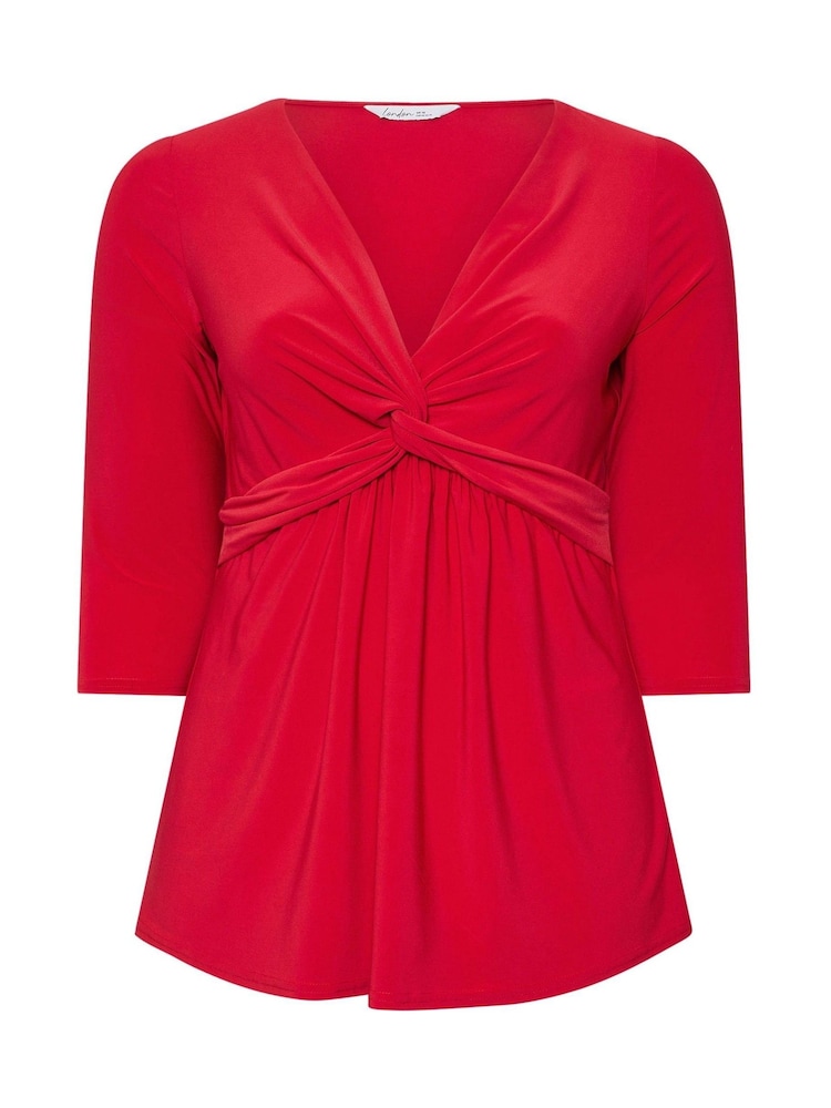 Vermelho - Yours Curve London Knot Front Top - Imagem 5 de 5