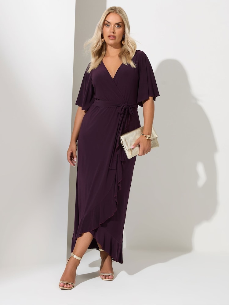 Vestido wrap Yours Curve London com ruffle e bainha - Imagem 1 de 5