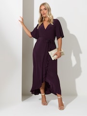 Vestido wrap Yours Curve London com ruffle e bainha - Imagem 2 de 5