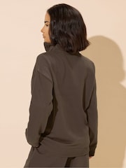 PixieGirl Petite Brown Petite Funnel Zip Sweatshirt - Image 3 of 5